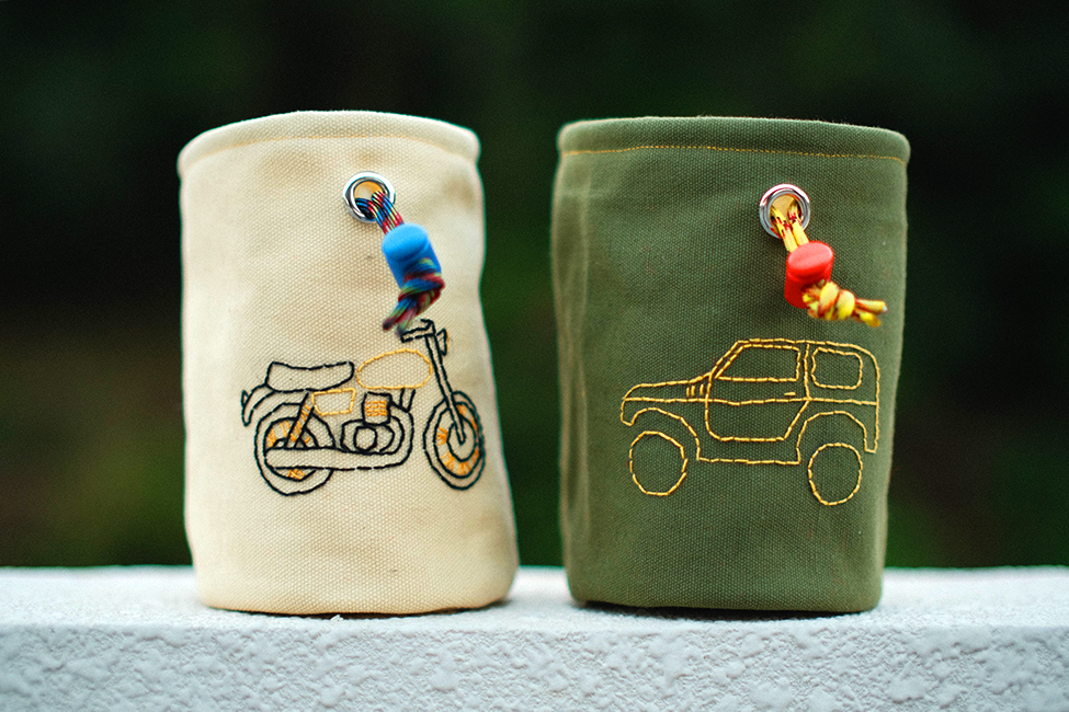 <h4><i>chalk bags</i></h4>
					<h4><b>December 2021</b></h4>
					<h4>I’ve made chalk bags before and this Christmas I made a few more. It’s the perfect gift for climbers, and I hand-embroidered personal and unique designs with them in mind.</h4>
